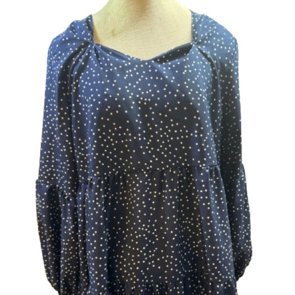 Light weight Long Sleeve Three Tier Polka Dress Size XL